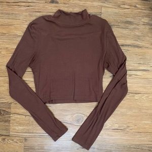 Chocolate Cropped Mock Neck
